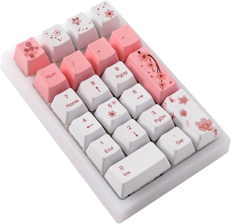 Boyi TD21 Hot Swap Numpad,21 Keys Mini Numpad Portable Keypad Bluetooth5.0/2.4G/Wired Number Pad Keyboard PBT Keycaps RGB Backlit Type-C Mini Keyboard (Cherry Blossom) - Image 4